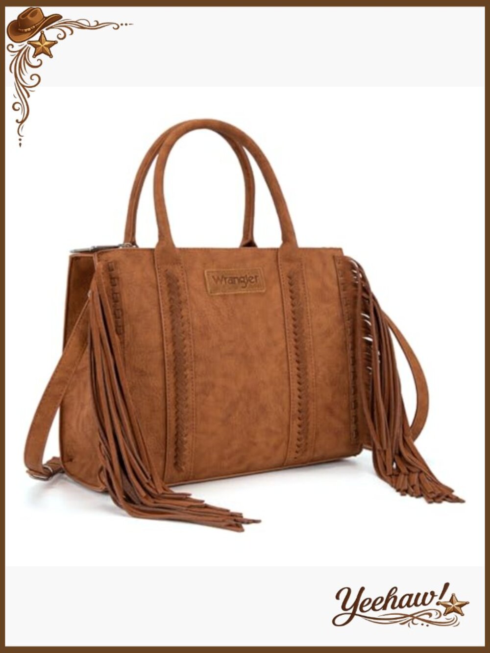 Western Fringe Tote Bag with Functional Pockets Cowgirl Style - Picture 4 of 7